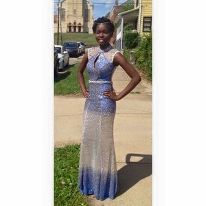 Gown blue & white worn once